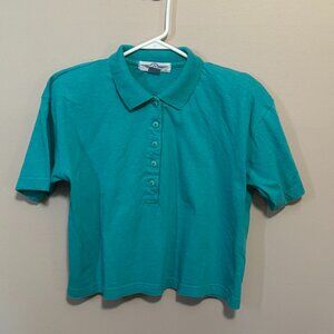 Vintage 1990s OSC Turquoise Women's Shirts | 100% Cotton | Women’s M